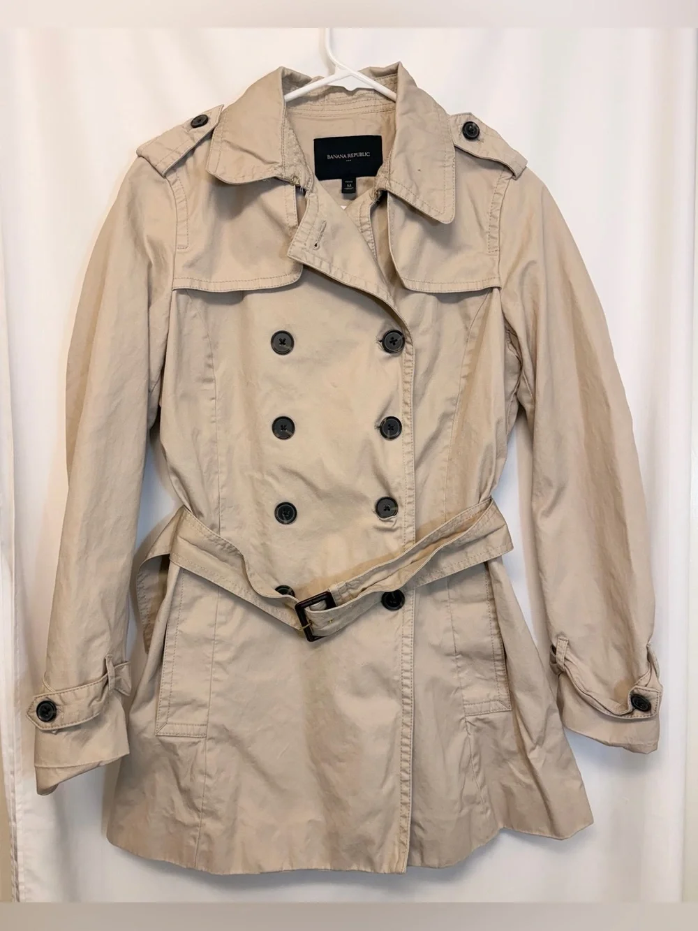 Banana Republic Petite Medium Classic Beige Belted Trench Coat - 100% Cotton - Picture 1 of 8